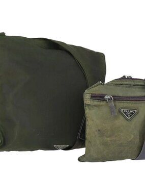 PRADA Shoulder Bag Nylon 2 Set Khaki